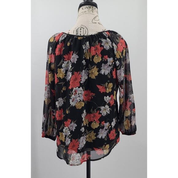 West Kei Stitch Fix ladies top black red floral Size Small Whimsigoth office - Picture 2 of 9